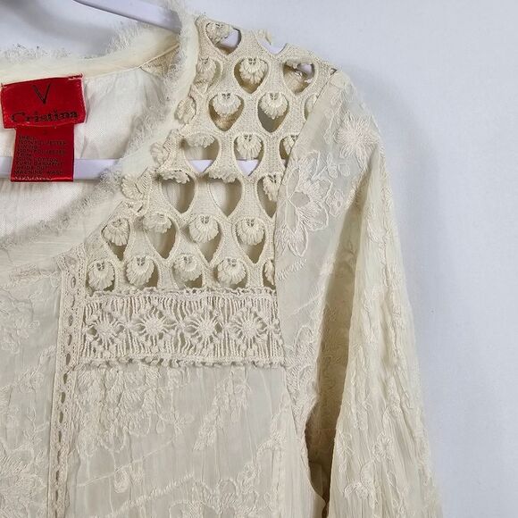 Vintage V Christina Lace Crochet Mini Dress in Ivory - Size L - Picture 4 of 12